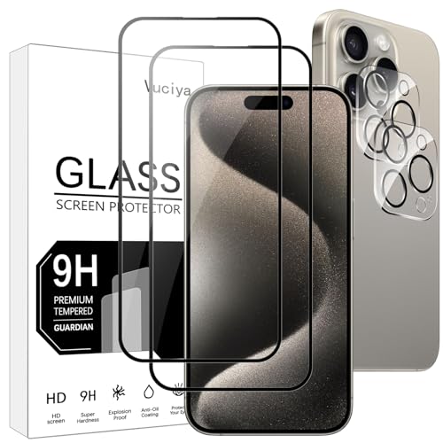 Vuciya Pack of 2 Screen Protector kompatibel mit iPhone 15 Pro Max panzerglas,2X Kamera Schutzfolie,9H Härte Schutzfolie,Anti-Kratzen,Anti-Bläschen,for iPhone 15 Pro Max Vuciya Pack of 2 Screen Protector kompatibel mit iPhone 15 Pro Max panzerglas,2X Kamera Schutzfolie,9H Härte Schutzfolie,Anti-Kratzen,Anti-Bläschen,for iPhone 15 Pro Max von Vuciya