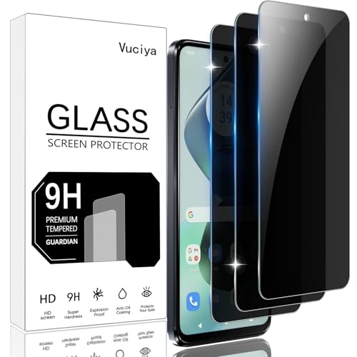 Vuciya Pack of 3 Privacy Full Sichtschutz for Motorola Moto G23 / G13 Screen Protector,Anti-Kratzen,Anti-Bläschen,9H Schutzfolie Panzer schutz,Anti-Spy Protection Tempered Glass for Moto G23/G13 von Vuciya