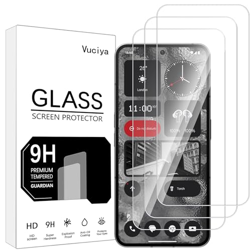 Vuciya Pack of 3 Screen Protector kompatibel mit Nothing Phone (2a) panzerglas 9H Härte Schutzfolie Anti-Kratzen Anti-Bläschen for Nothing Phone (2a) von Vuciya