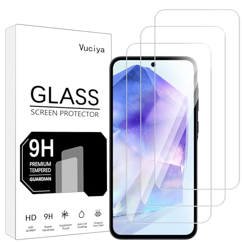 Vuciya Pack of 3 Screen Protector kompatibel mit Samsung Galaxy A55 5G panzerglas 9H Härte Schutzfolie Anti-Kratzen Anti-Bläschen for Galaxy A55 5G von Vuciya