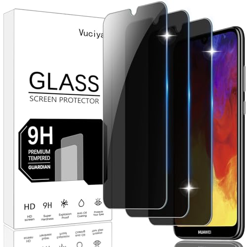 Vuciya Pack of 3 Privacy Full Sichtschutz for Huawei Y6 2019 Screen Protector,Anti-Kratzen,Anti-Bläschen,9H Schutzfolie Panzer schutz,Anti-Spy Protection Tempered Glass for Huawei Y6 2019 von Vuciya