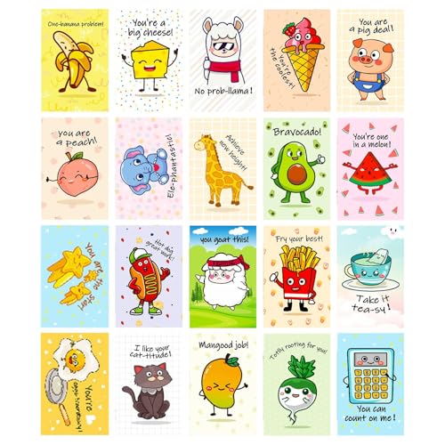 Vuggdt Kinder-Postkarten – 20 x Cartoon-Charaktere für Kinder, humorvolles Partyzubehör für Freunde, Familie, , Mädchen, Studenten, Lehrer von Vuggdt