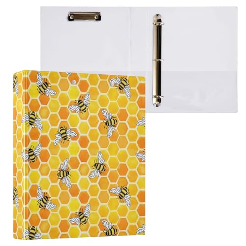 Vuiyean Bienenstock, Wabenmuster, 3,8 cm, 3 Ringe mit Klemmbrett und 2 Taschen, große, robuste Ordner, dekorativer D-Ringbuch, flexibel, Hardcover, hält 200 Blatt Vuiyean Bienenstock, Wabenmuster, 3,8 cm, 3 Ringe mit Klemmbrett und 2 Taschen, große, robuste Ordner, dekorativer D-Ringbuch, flexibel, Hardcover, hält 200 Blatt von Vuiyean
