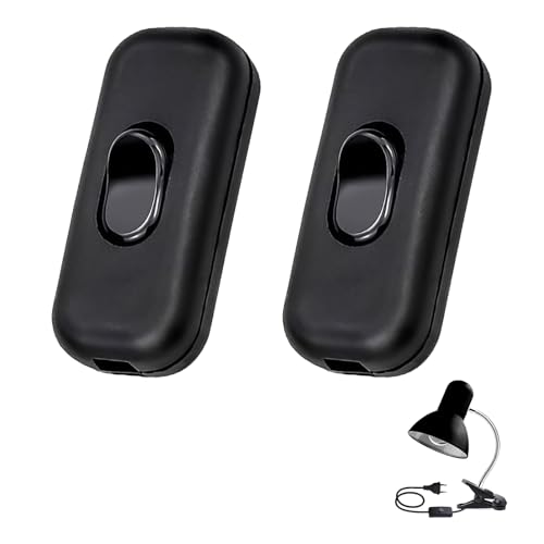 2 Stück Schalter Lampe, Schalter Für Stehlampe 250V 6A, Schnurschalter, Zwischenschalter Schnurschalter, Kabelschalter Wippschalter für 2-adrige und 3-adrige Kabel, für Lampen Kleingeräte, Schwarz 2 Stück Schalter Lampe, Schalter Für Stehlampe 250V 6A, Schnurschalter, Zwischenschalter Schnurschalter, Kabelschalter Wippschalter für 2-adrige und 3-adrige Kabel, für Lampen Kleingeräte, Schwarz von Vulcyxa