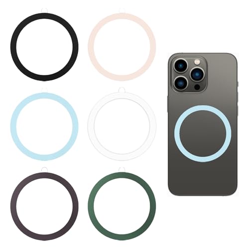 Magnetring für iPhone, magnetischer Ring, kompatibel mit iPhone 16/15/15 Plus/15 Pro/15 Pro Max/14/13/12 Galaxy S24/S23, Schwarz, Weiß, Rosa, Blau, Violett, Grün, 6 Stück Magnetring für iPhone, magnetischer Ring, kompatibel mit iPhone 16/15/15 Plus/15 Pro/15 Pro Max/14/13/12 Galaxy S24/S23, Schwarz, Weiß, Rosa, Blau, Violett, Grün, 6 Stück von Vulcyxa