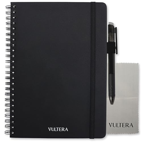 Vultera Notizbuch wiederverwendbar - A5 - Löschbarer Notizblock mit löschbarem Stift - Digitales Notizbuch (Black) von Vultera