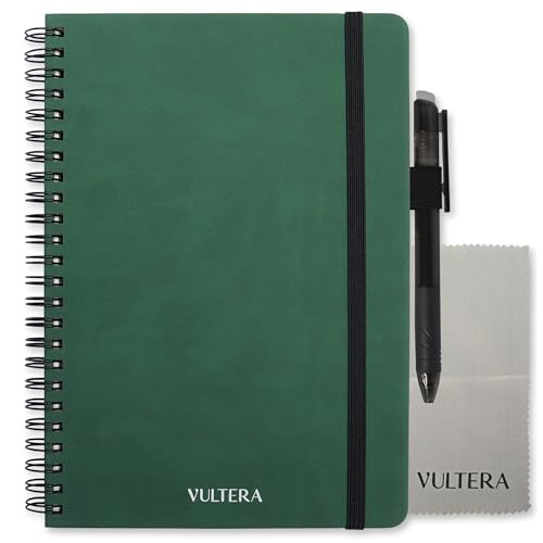 Vultera Notizbuch wiederverwendbar - A5 - Löschbarer Notizblock mit löschbarem Stift - Digitales Notizbuch (Emerald green) von Vultera