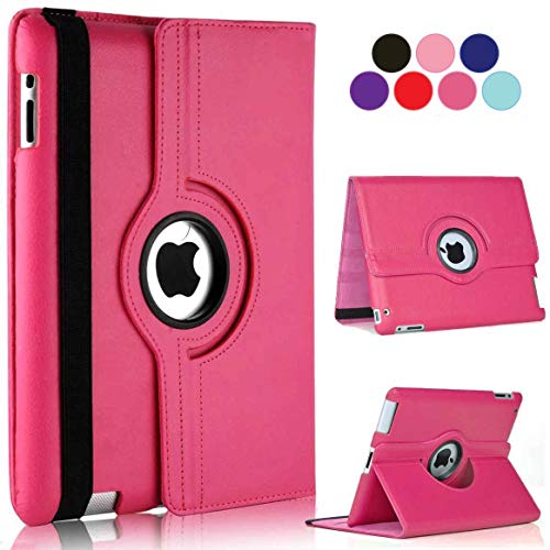 Vultic iPad 9,7 2018 6. Generation 2017 5. – 360 Grad drehbarer Ständer [Auto Sleep/Wake] Folio Leder Smart Cover Hülle für Apple Zoll 2018/2017 (Hot Pink) von Vultic