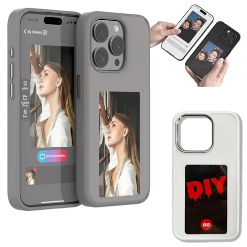 Vulvv Phone Case, Smart Screen Phone Case, Long-Lasting Imaging Display Photos, 2024 New Smart NFC Phone Case Smart Screen Phone Case for iPhone12/13/14/15/Pro/Pro Max (Gray, 13) von Vulvv