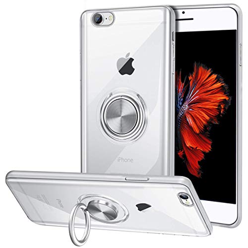 Vunake für iPhone 6 Plus Hülle iPhone 6s Plus Case mit 360 Grad Ring Ständer Silikon Cover TPU Phone Case Handyhülle Magnetische Autohalterung Transparent Schutzhülle für iPhone 6/6s Plus-Clear von Vunake