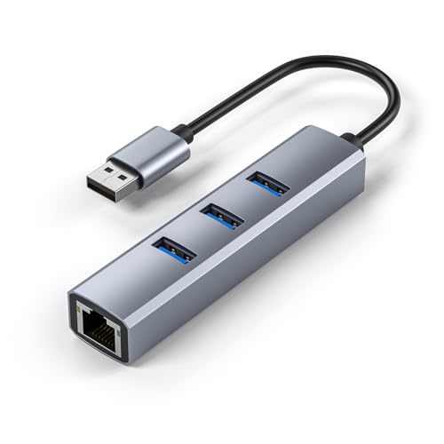 Vunvooker USB 3.0 zu Ethernet Adapter,USB Hub mit RJ45 1000 Gigabit,3*USB 3.0 Ports, 4-in-1 Aluminium USB zu Netzwerk Adapter Multiport für MacBook Pro, Surface Pro, XPS, etc. von Vunvooker