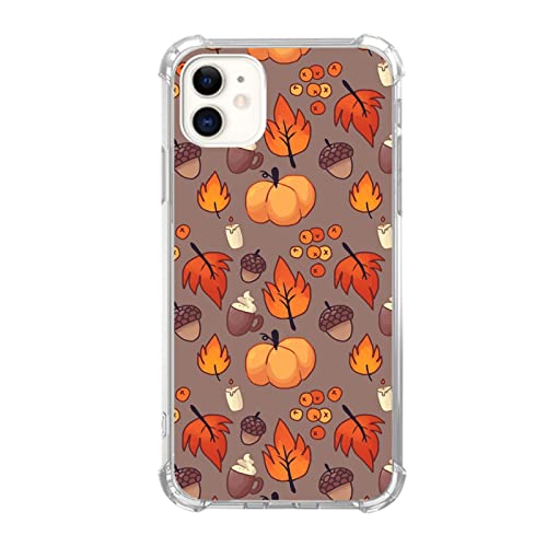 Vusbvelnot Fall Leaves Pumpkin Acorns Case Compatible with iPhone 11, Aesthetic Autumn Halloween Case for iPhone 11 for Teens Men and Women, Cool TPU Bumper Phone Case Cover von Vusbvelnot