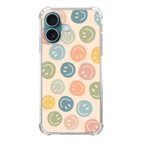 Vusbvelnot Niedliche bunte Smiley-Hülle, kompatibel mit iPhone 16, Happy Face Hülle für iPhone 16, coole TPU-Schutzhülle Vusbvelnot Niedliche bunte Smiley-Hülle, kompatibel mit iPhone 16, Happy Face Hülle für iPhone 16, coole TPU-Schutzhülle von Vusbvelnot