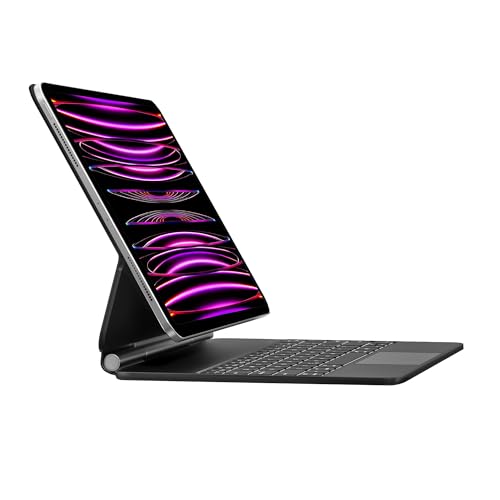 Vushola Magische Tastaturhülle für iPad Air 13 Zoll (M2 2024 / M3 2025) und iPad Pro 12,9 Zoll (3/4/5/6. Gen), magnetischer Ständer, Bluetooth-Tastaturhülle mit Trackpad (Schwarz, iPad Pro 12,9 / iPad von Vushola