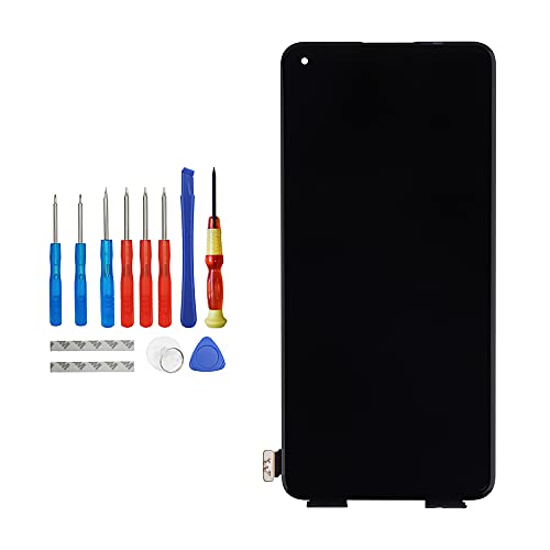 Vvsialeek Neu Fluid AMOLED Display Kompatibel Für OnePlus 8T 1+8T KB2001 KB2000 KB2003 KB2005 OnePlus 9R LE2101 LCD Touch Screen Digitizer Assembly Glass with Toolkit (Schwarz) von Vvsialeek