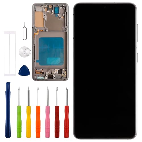 Vvsialeek [mit Rahmen] Ersatz OLED Display Kompatibel Für Galaxy S21 [6.2"] SM-G991B, SM-G991B/DS LCD Touch Screen with Toolkit von Vvsialeek