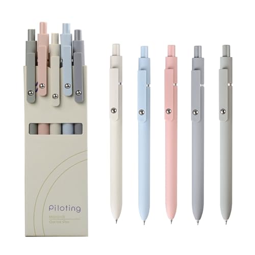 Vxcbad 5 Stück 0,5 mm Gelstifte, Japanische Schwarze Tinte, Feine Spitze, Journaling-Zubehör, Notizen, Büro- und Schule-Pens (Morandi) von Vxcbad