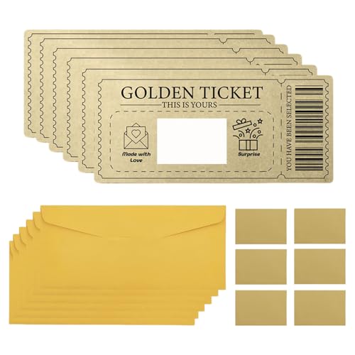 Vxcbad 6 Sätze Goldenes Ticket Gutscheine Zum Selber Ausfüllen Gutschein Rubbelkarte Rubbellose DIY für Partys, Veranstaltungen und Feiertage Vxcbad 6 Sätze Goldenes Ticket Gutscheine Zum Selber Ausfüllen Gutschein Rubbelkarte Rubbellose DIY für Partys, Veranstaltungen und Feiertage von Vxcbad