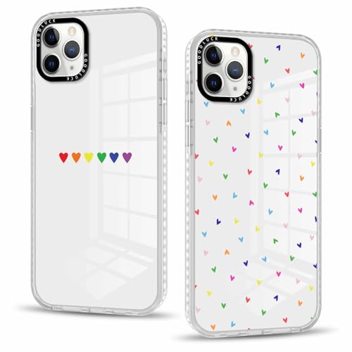 Vxinvnoi 2 Stück Handyhülle für iPhone 11 Pro Max Hülle 6,5'', Aesthetic Herz Muster Design Weiche TPU Ultra Dünn Transparent Rosa Silikon Schutzhülle Kratzfeste Stoßfest Bumper Case für Mädchen, 01 von Vxinvnoi
