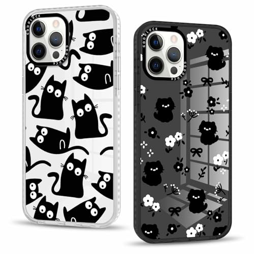 Vxinvnoi 2 Stück Handyhülle für iPhone 12 Pro Max Hülle 6,7'', Aesthetic Katze Muster Design Weiche TPU Ultra Dünn Transparent Schwarz Silikon Schutzhülle Kratzfeste Case für Mädchen, 02 Vxinvnoi 2 Stück Handyhülle für iPhone 12 Pro Max Hülle 6,7'', Aesthetic Katze Muster Design Weiche TPU Ultra Dünn Transparent Schwarz Silikon Schutzhülle Kratzfeste Case für Mädchen, 02 von Vxinvnoi