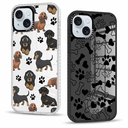 Vxinvnoi 2 Stück Handyhülle für iPhone 15 Plus Hülle 6,7'', Aesthetic Hund Muster Design Weiche TPU Ultra Dünn Transparent Schwarz Silikon Schutzhülle Kratzfeste Stoßfest Bumper Case für Mädchen, 02 Vxinvnoi 2 Stück Handyhülle für iPhone 15 Plus Hülle 6,7'', Aesthetic Hund Muster Design Weiche TPU Ultra Dünn Transparent Schwarz Silikon Schutzhülle Kratzfeste Stoßfest Bumper Case für Mädchen, 02 von Vxinvnoi