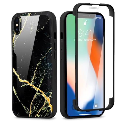 Vxinvnoi 360 Grad Hülle für iPhone X 5.8", Handyhülle mit Eingebautem Displayschutz Con Aesthetic Muster Design TPU Durchsichtige Front Und Rückenschutz Schutzhülle Bumper Fullbody Cover, 12 von Vxinvnoi