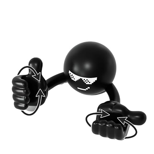 Vyloky Drehbarer Handyhalter mit Smiley-Design - 8 Farben, Universell für Smartphone/Tablet bis 10 Zoll, PVC, 360° Rotierbar (100x95x49mm) (Schwarz) von Vyloky