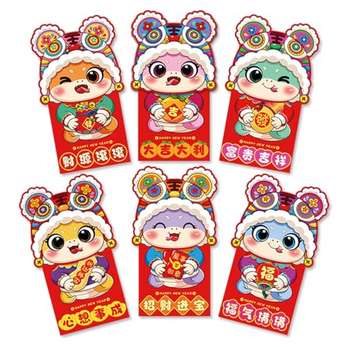 Briefumschläge, chinesisches Schlangenjahr, Rötungen, Papier, Geldtasche, Segen, Rötungen, Frühling, Festival, Glück, Geldtasche, 6 Stück Briefumschläge, chinesisches Schlangenjahr, Rötungen, Papier, Geldtasche, Segen, Rötungen, Frühling, Festival, Glück, Geldtasche, 6 Stück von Vynetra