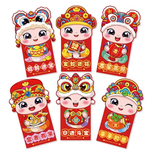 Briefumschläge, chinesisches Schlangenjahr, Rötungen, Papier, Geldtasche, Segen, Rötungen, Frühling, Festival, Glück, Geldtasche, 6 Stück Briefumschläge, chinesisches Schlangenjahr, Rötungen, Papier, Geldtasche, Segen, Rötungen, Frühling, Festival, Glück, Geldtasche, 6 Stück von Vynetra