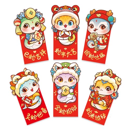 Briefumschläge, chinesisches Schlangenjahr, Rötungen, Papier, Geldtasche, Segen, Rötungen, Frühling, Festival, Glück, Geldtasche, 6 Stück Briefumschläge, chinesisches Schlangenjahr, Rötungen, Papier, Geldtasche, Segen, Rötungen, Frühling, Festival, Glück, Geldtasche, 6 Stück von Vynetra
