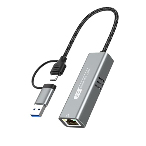 USB-Typ-C-auf-Ethernet-Adapter, 5 Gbit/s, Netzwerkkonverter für Laptops mit Aluminiumgehäuse von Vynetra