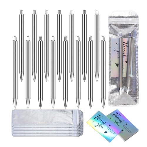 Vynetra 15 Stück Druckkugelschreiber Metall Kugelschreiber mit Dankeskarte und Packtasche für Büro Signing Pen von Vynetra