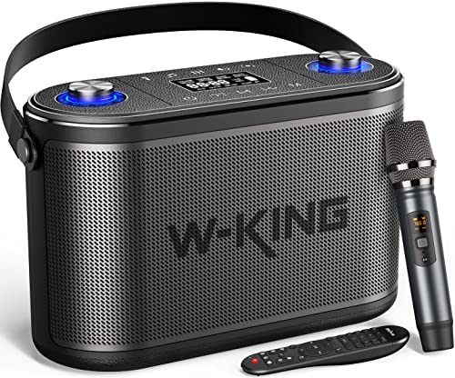 120W (200W Peak) Bluetooth Lautsprecher mit Mikrofon, W-King 3-Wege Musikbox Bluetooth Box Groß Bass Boost/Fernsteuerung, Karaoke Speaker mit USB Anschluss, Outdoor Party Boxen für Aufnahme/Gitarre von W-KING