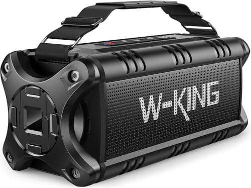 W-KING Bluetooth Lautsprecher, 90W Peak Subwoofer Outdoor Lautsprecher, IPX6 Wasserdicht, Tragbarer Musikbox Deep Bass, Boombox, DSP, 40H Akku, Power Bank, AUX, EQ, TF, Camping, Strand, Garten von W-KING