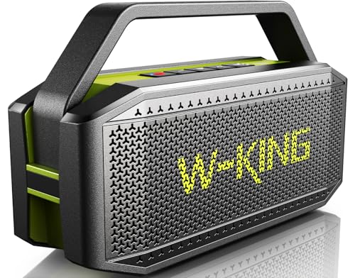 W-KING Bluetooth Lautsprecher Box, 60W Musikbox Groß Wasserdichter Tragbarer Party Outdoor Boombox, Tiefer Bass, Power Bank/EQ/40H/TF/AUX/Stereo Pairing/NFC von W-KING