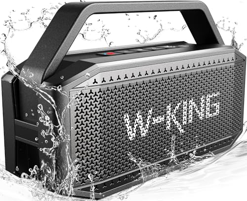 W-KING Bluetooth Lautsprecher Boxen Groß, 60W(80W Spitze) IPX6 Musikbox Lautsprecher Bluetooth Box -Tiefer Bass, Tragbarer Lautsprecher Outdoor Party von W-KING