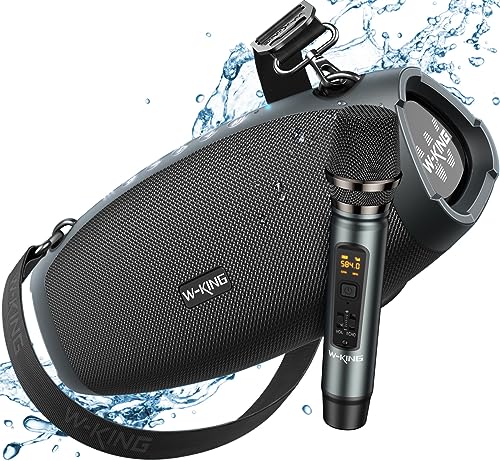 W-KING Bluetooth Lautsprecher Groß mit kabellosem Mikrofon,70W IPX6 tragbare Outdoor wasserdicht Lautsprecher Boxen Bluetooth Box Musikbox,dreifach Passive Strahler Bass/DSP/Powerbank/TF/AUX/EQ/Öffner von W-KING