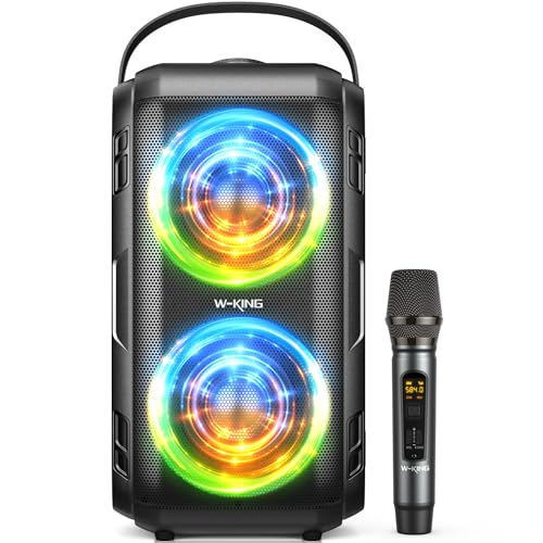 W-KING Bluetooth Lautsprecher mit Kabellosem Mikrofon, 80W Musikbox Bluetooth Box Party Lautsprecher, 2 Vollbereichstreiber/tiefer Bass, Karaoke-Maschine, 105dB Sound, IPX5/24H/U-Disk/TF-Karte/AUX/EQ W-KING Bluetooth Lautsprecher mit Kabellosem Mikrofon, 80W Musikbox Bluetooth Box Party Lautsprecher, 2 Vollbereichstreiber/tiefer Bass, Karaoke-Maschine, 105dB Sound, IPX5/24H/U-Disk/TF-Karte/AUX/EQ von W-KING