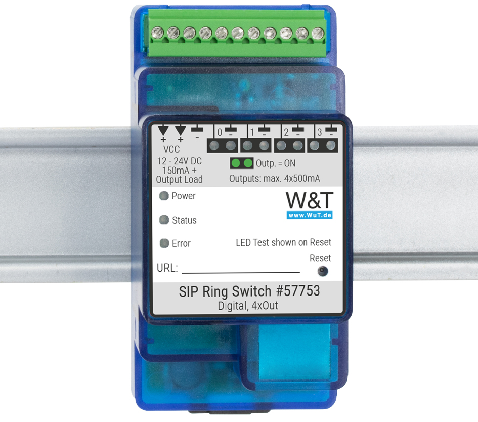 W&T SIP Ring Switch 4xOut, 10/100 BaseT, blau von W&T