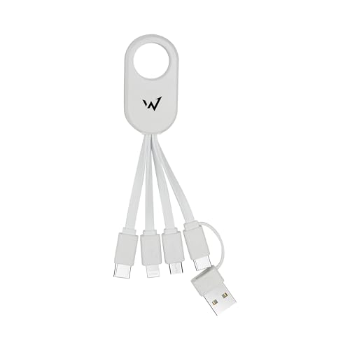 W Wonder Full Power – 4-in-1-Kabel USB-A oder USB-C auf USB-C/Lightning/Micro-USB – 14 cm – Weiß von W