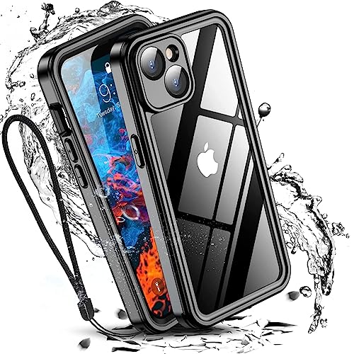 W7ETBEN iPhone 15 Plus Wasserdichtes Hülle, [IP68 Wasserdicht] Eingebautes 9H gehärtetes Glas [10FT Militär Stoßfest] [Staubdicht] Ganzkörper Fallschutzge Hülle für iPhone 15 Plus 6.7"-Schwarz von W7ETBEN