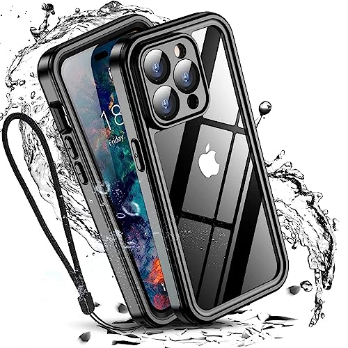 W7ETBEN iPhone 15 Pro Wasserdichtes Hülle, [IP68 Wasserdicht] Eingebautes 9H gehärtetes Glas [10FT Militär Stoßfest] [Staubdicht] Ganzkörper Fallschutzge Hülle für iPhone 15 Pro 6.1"-Schwarz von W7ETBEN
