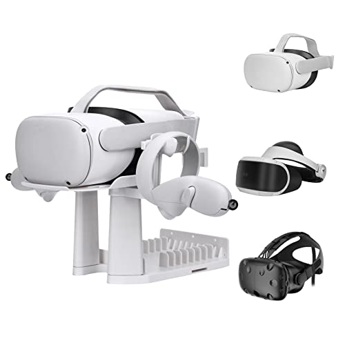 WABRACKET 5 in 1 VR-Ständer,Wandhalterung/Schreibtischhalterungs-Kit für Oculus Quest 2/RIFT/GO/PS VR/HTC Vive,Headset- und Controller-Halter,Kabelmanagement（Weiß von WABRACKET