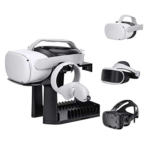 Wabracket 5 in 1 VR-Ständer,Wandhalterung/Schreibtischhalterungs-Kit für Oculus Quest 2/RIFT/GO/PS VR/HTC Vive,Headset- und Controller-Halter,Kabelmanagement（Schwarz von WABRACKET