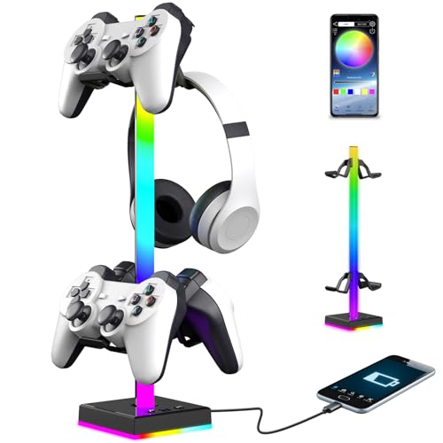 WADEO Gaming RGB-Kopfhörerhalter, drehbarer Headset-Ständer mit 9 Lichtmodi, Controller-Halterung für Xbox-Serie Controller, Typ-C-Aufladung, PC Gaming Zubehör WADEO Gaming RGB-Kopfhörerhalter, drehbarer Headset-Ständer mit 9 Lichtmodi, Controller-Halterung für Xbox-Serie Controller, Typ-C-Aufladung, PC Gaming Zubehör von WADEO