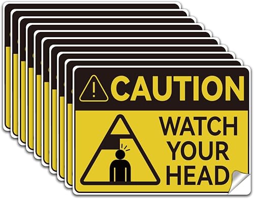 WADORN 10 x Aufkleber Mit Der Aufschrift „Achtung Pass Auf Deinen Kopf Auf!“ Achtung Kopfaufkleber „Mind Your Head“ Aufkleber „Head Watching“ Wasserfester Vinyl Aufkleber Für Treppen Fabrik 18x13cm von WADORN