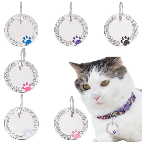 WADORN 6 Stück Haustiermarken In 6 Farben Gravierte Glänzende Katzen/Hundeanhänger Glitzernder Glitzer Runder Schlüsselanhänger Mit Pfotenabdruck Zubehör Süße Taschenanhänger Blanke Tier ID Tags WADORN 6 Stück Haustiermarken In 6 Farben Gravierte Glänzende Katzen/Hundeanhänger Glitzernder Glitzer Runder Schlüsselanhänger Mit Pfotenabdruck Zubehör Süße Taschenanhänger Blanke Tier ID Tags von WADORN