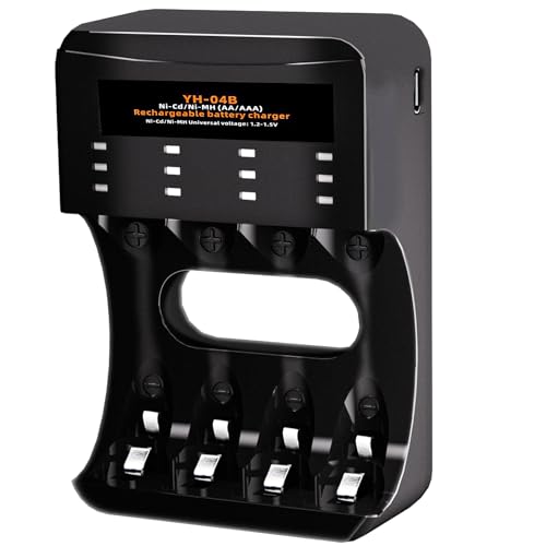 AA AAA Akku Ladegerät 4 Slot Universal Batterieladegerät Intelligentes Smart Battery Charger für AA/AAA NI-MH NI-CD Wiederaufladbar Batterien von WAEUUKKPO
