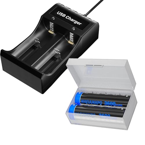 Verbessert Hohe Kapazität 3600mAh Akku Batterie mit Smart Akku-Ladegerät für LED Stirnlampe, Fernbedienung-2 Stück Verbessert Hohe Kapazität 3600mAh Akku Batterie mit Smart Akku-Ladegerät für LED Stirnlampe, Fernbedienung-2 Stück von WAEUUKKPO
