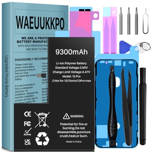 WAEUUKKPO (Verbessert) Akku für iPhone 13 Pro, Upgraded hohe Kapazität Neue 0 Zyklus Batterie-Ersatz für Modell A2636 A2638 A2639 A2640 A2483 mit Reparatur Werkzeug Kits von WAEUUKKPO